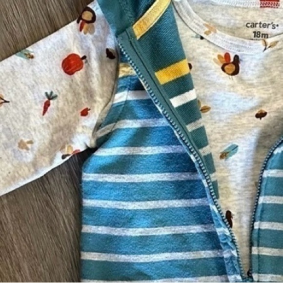 Carters 2 piece set. NWT. 18 months. Turkeys, pumpkins, acorns,pie,corn. - Picture 6 of 6